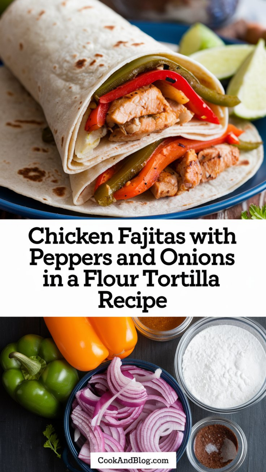 Chicken Fajitas with Peppers and Onions in a Flour Tortilla Recipe