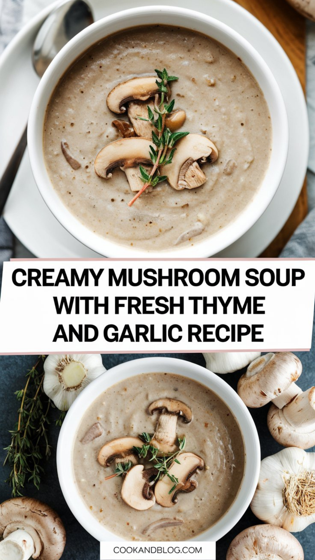 Creamy Mushroom Soup with Fresh Thyme and Garlic Recipe Creamy Mushroom Soup with Fresh Thyme and Garlic Recipe
