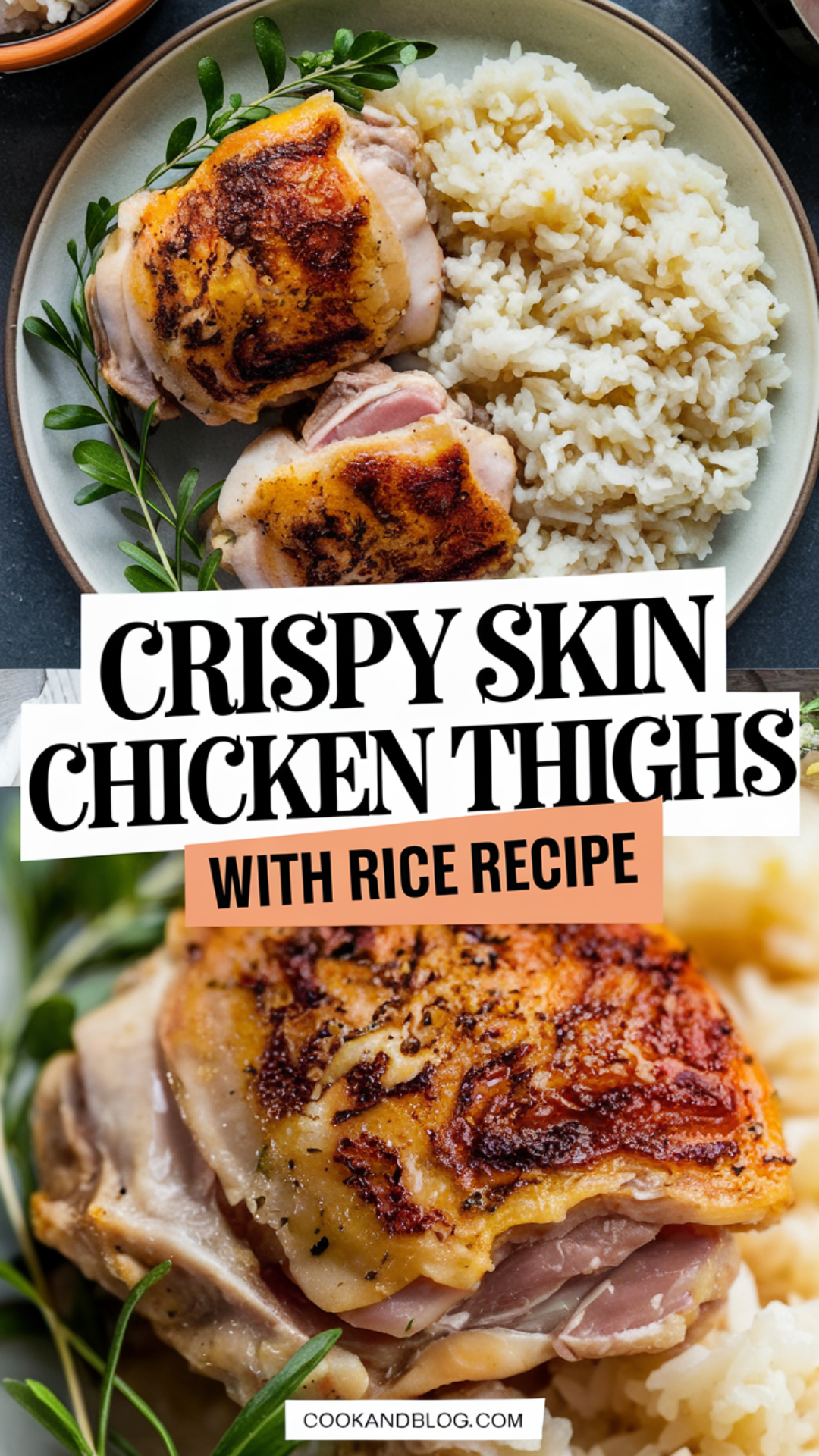 Crispy Skin Chicken Thighs with Rice Recipe Crispy Skin Chicken Thighs with Rice Recipe