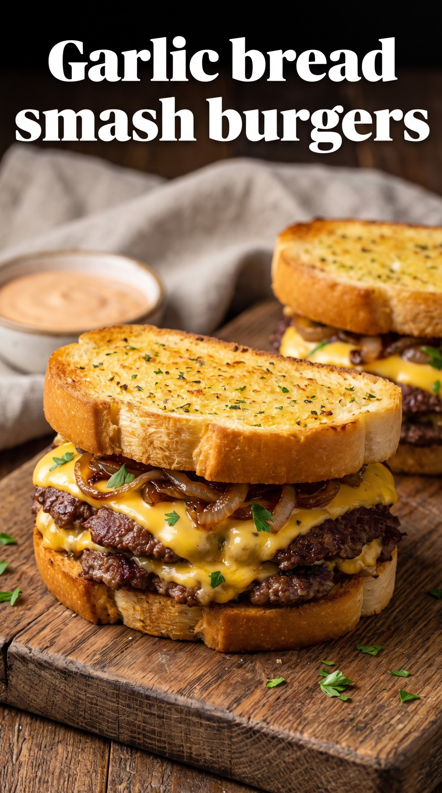 Garlic bread smash burgers