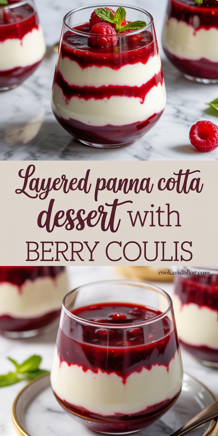 Layered Panna Cotta Dessert with Berry Coulis