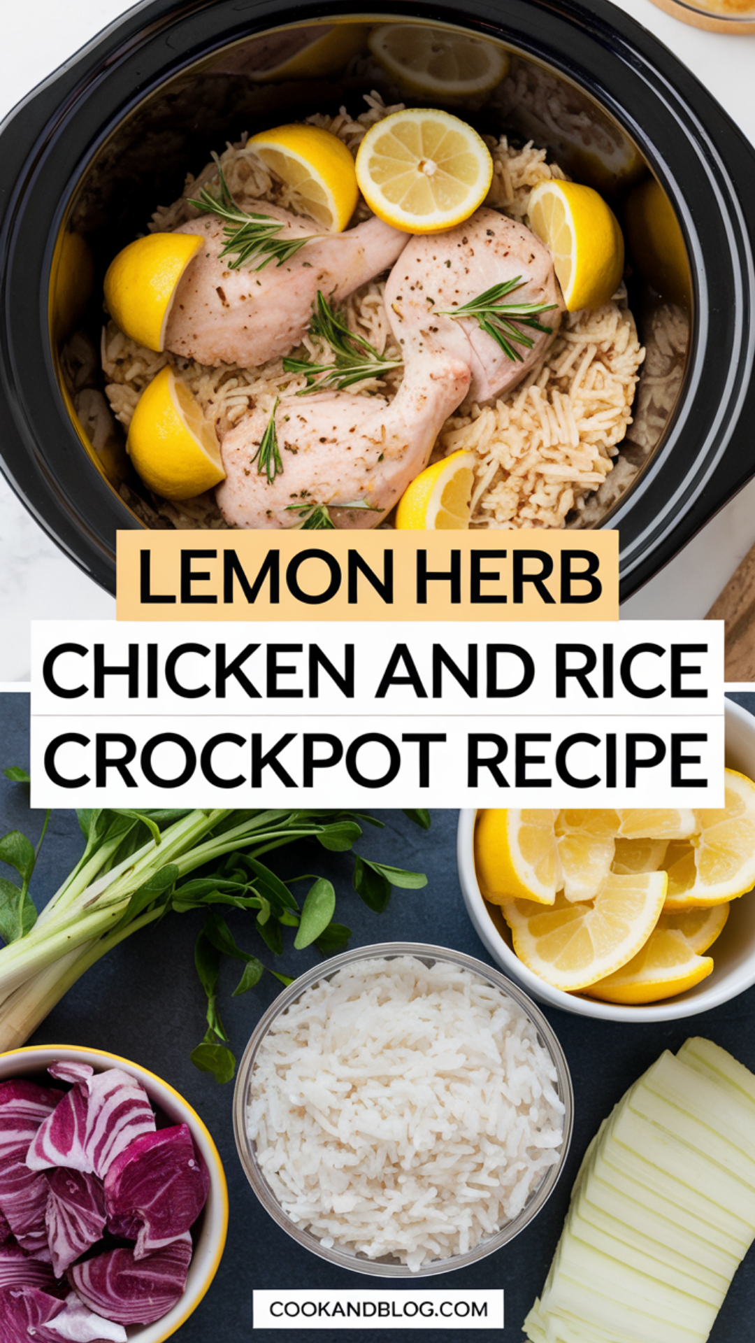 Lemon Herb Chicken and Rice Crockpot Recipe