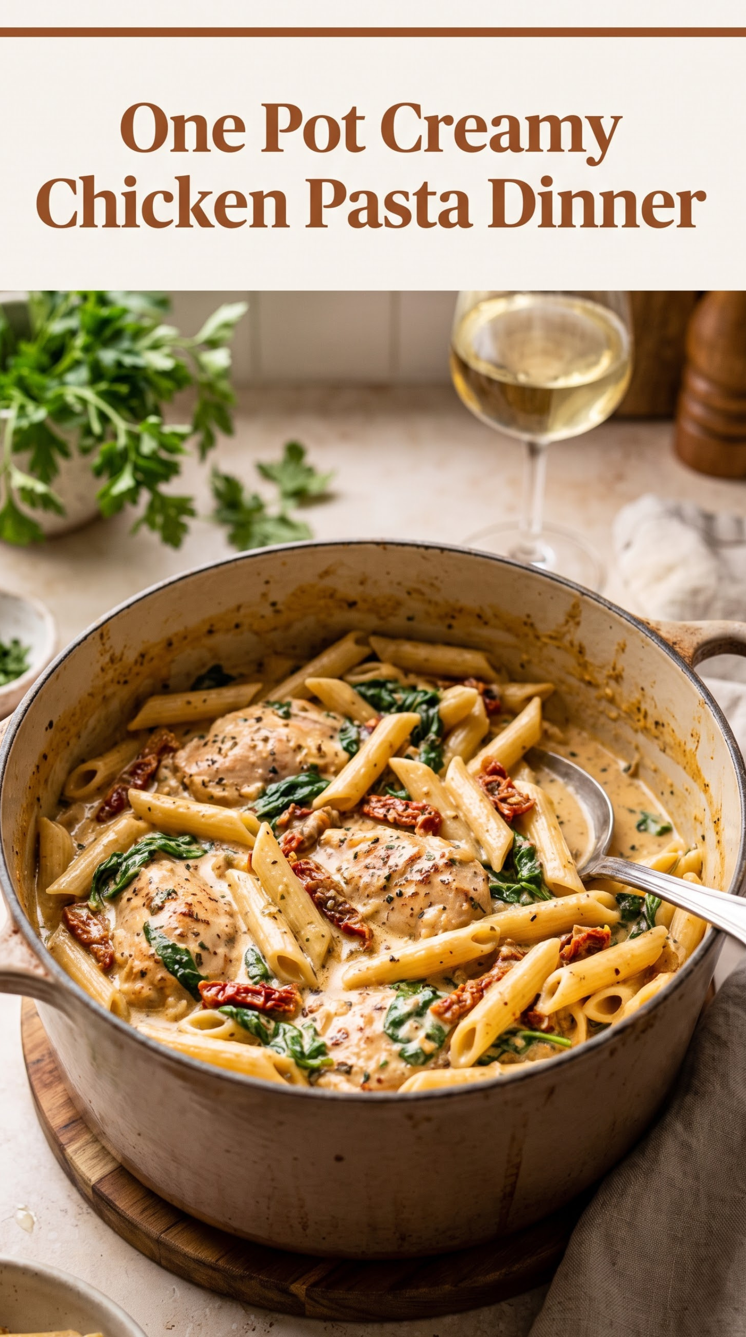 One Pot Creamy Chicken Pasta Dinner
