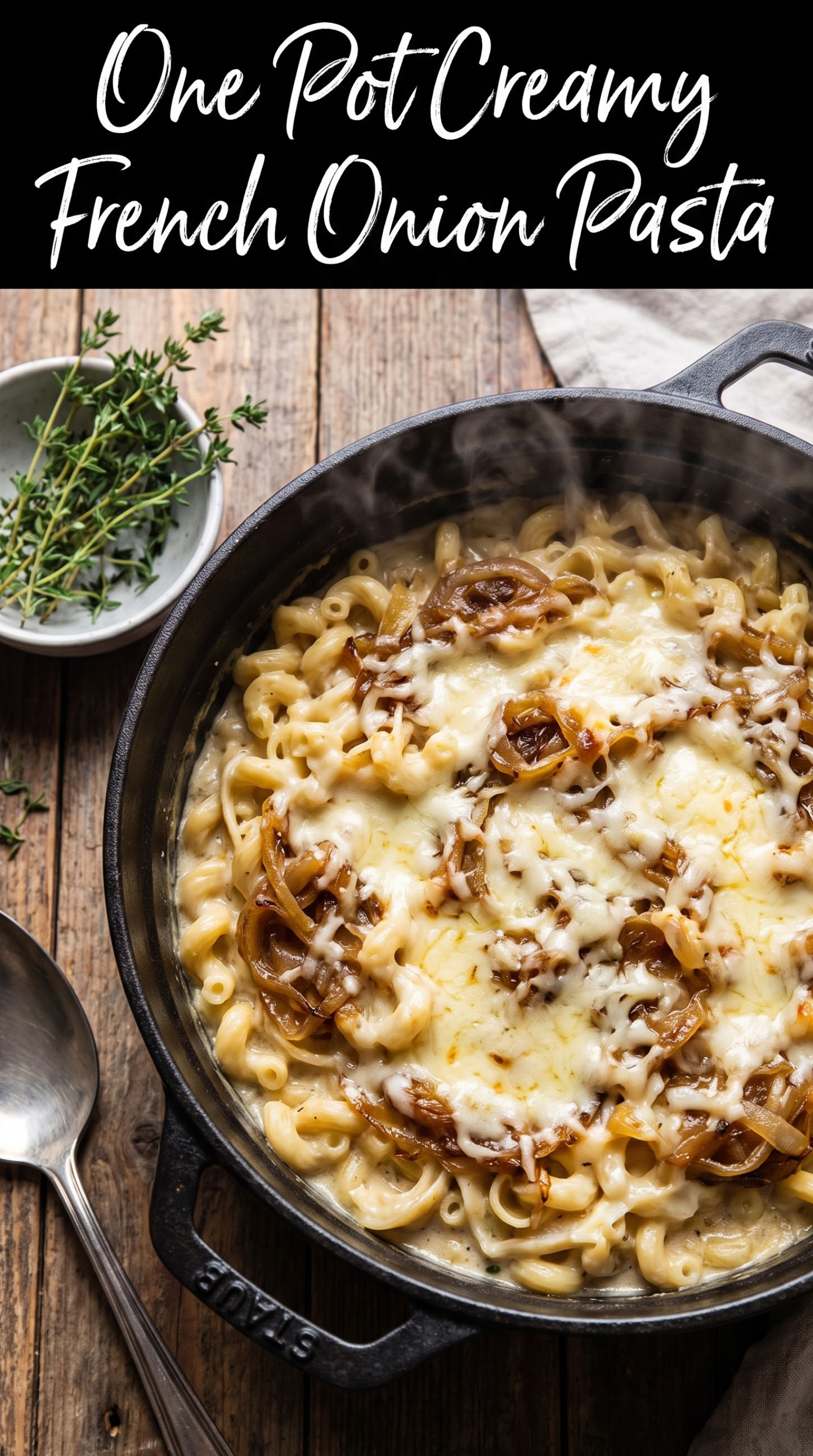 One Pot Creamy French Onion Pasta