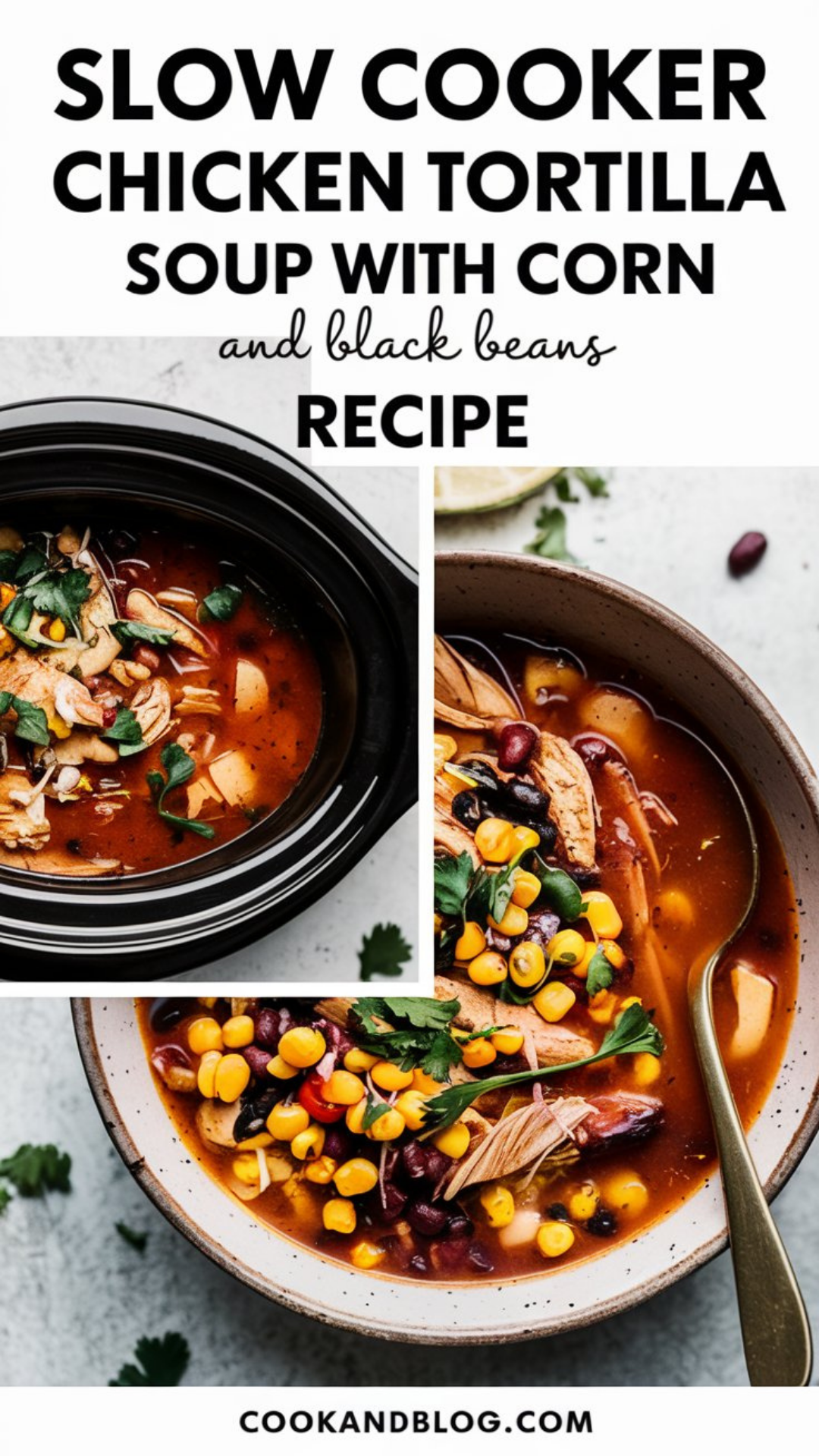 Slow Cooker Chicken Tortilla Soup with Corn and Black Beans Recipe Slow Cooker Chicken Tortilla Soup with Corn and Black Beans Recipe