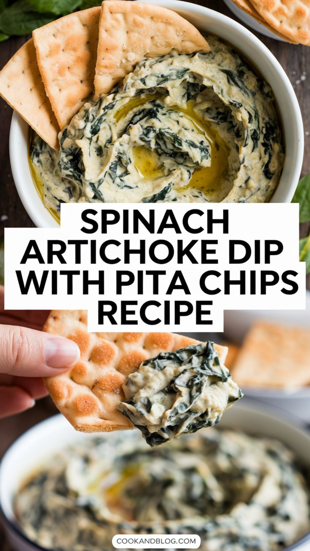 Spinach Artichoke Dip with Pita Chips Recipe Spinach Artichoke Dip with Pita Chips Recipe